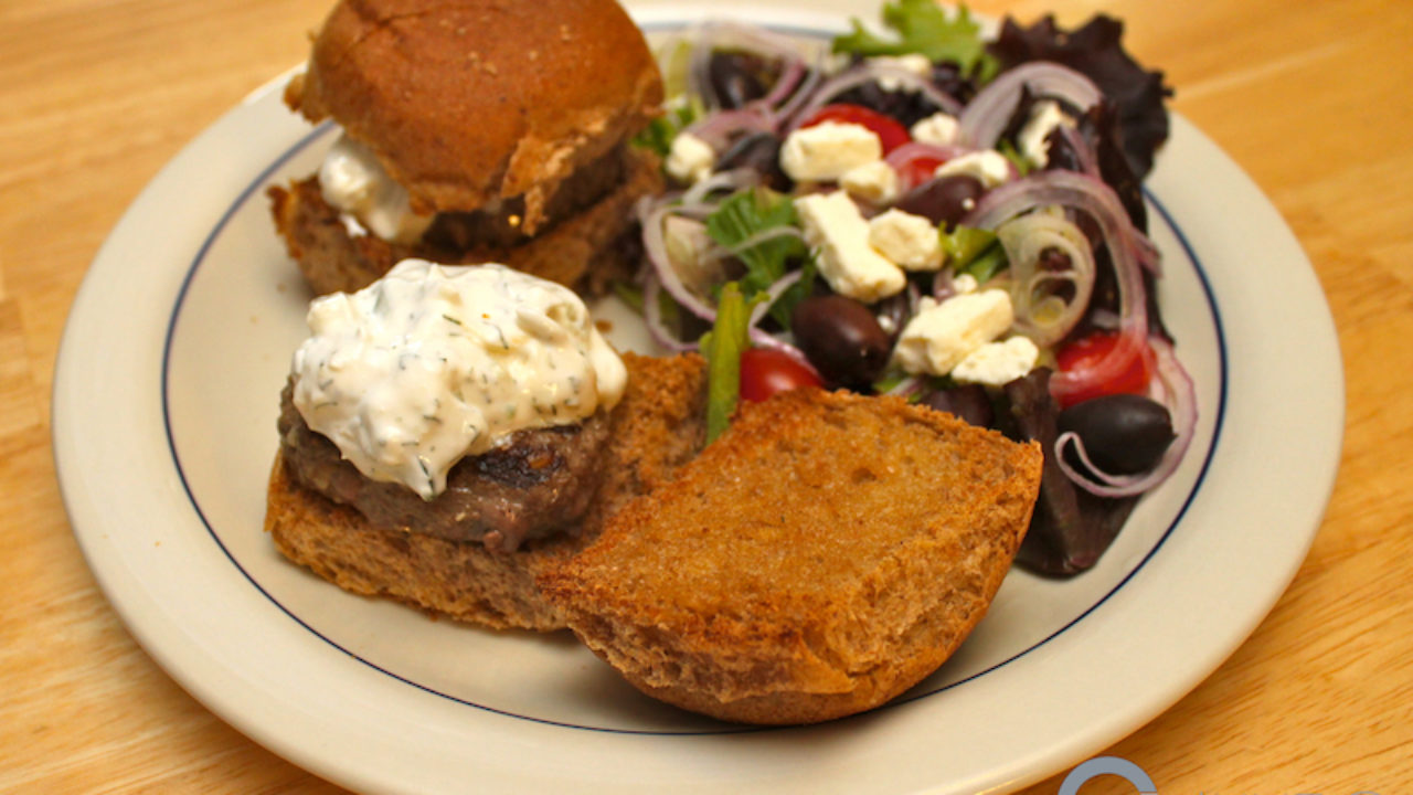 Greek Venison Sliders with Salad