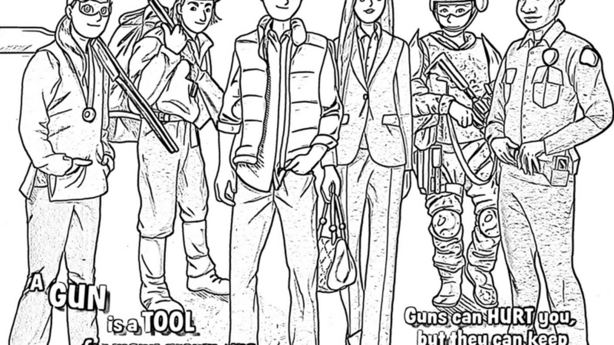 Toys Tools Guns Rules Coloring Page Group